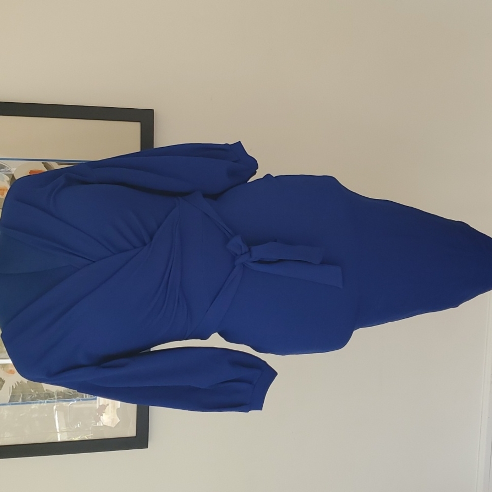 NWT Cobalt Blue Off-shoulder Wrap Midi dress Sz14